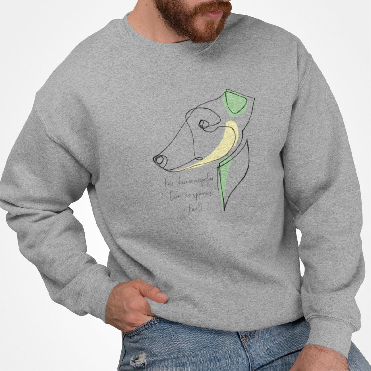 Pilkas UNISEX džemperis be gobtuvo "Angelai"