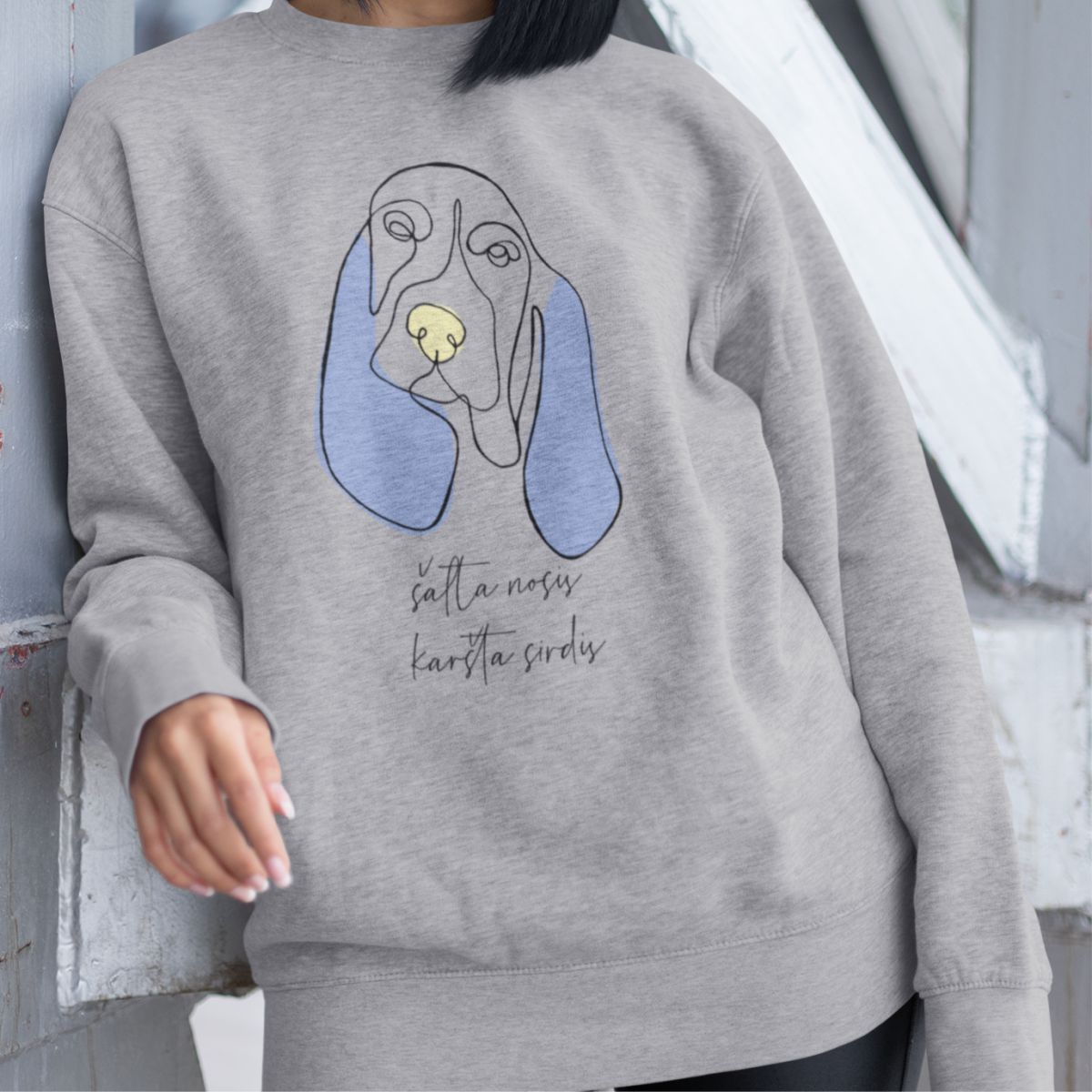 Pilkas UNISEX džemperis be gobtuvo "Šalta nosis"