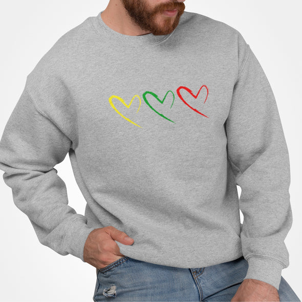 Pilkas UNISEX džemperis be kapišono "Lietuviškos širdelės"
