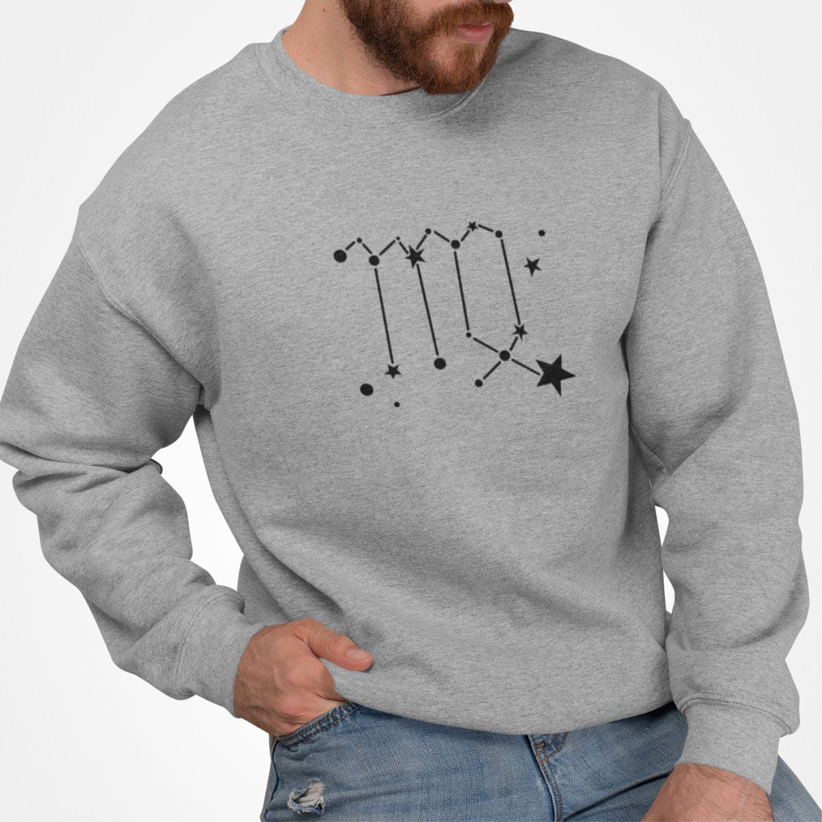 Pilkas džemperis be gobtuvo "Mergelė zodiakas"