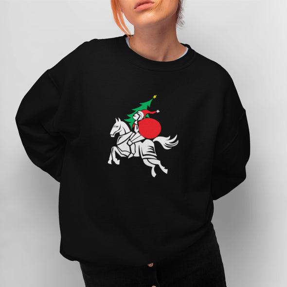 Juodas UNISEX kalėdinis džemperis be gobtuvo "Kalėdinis Vytis"