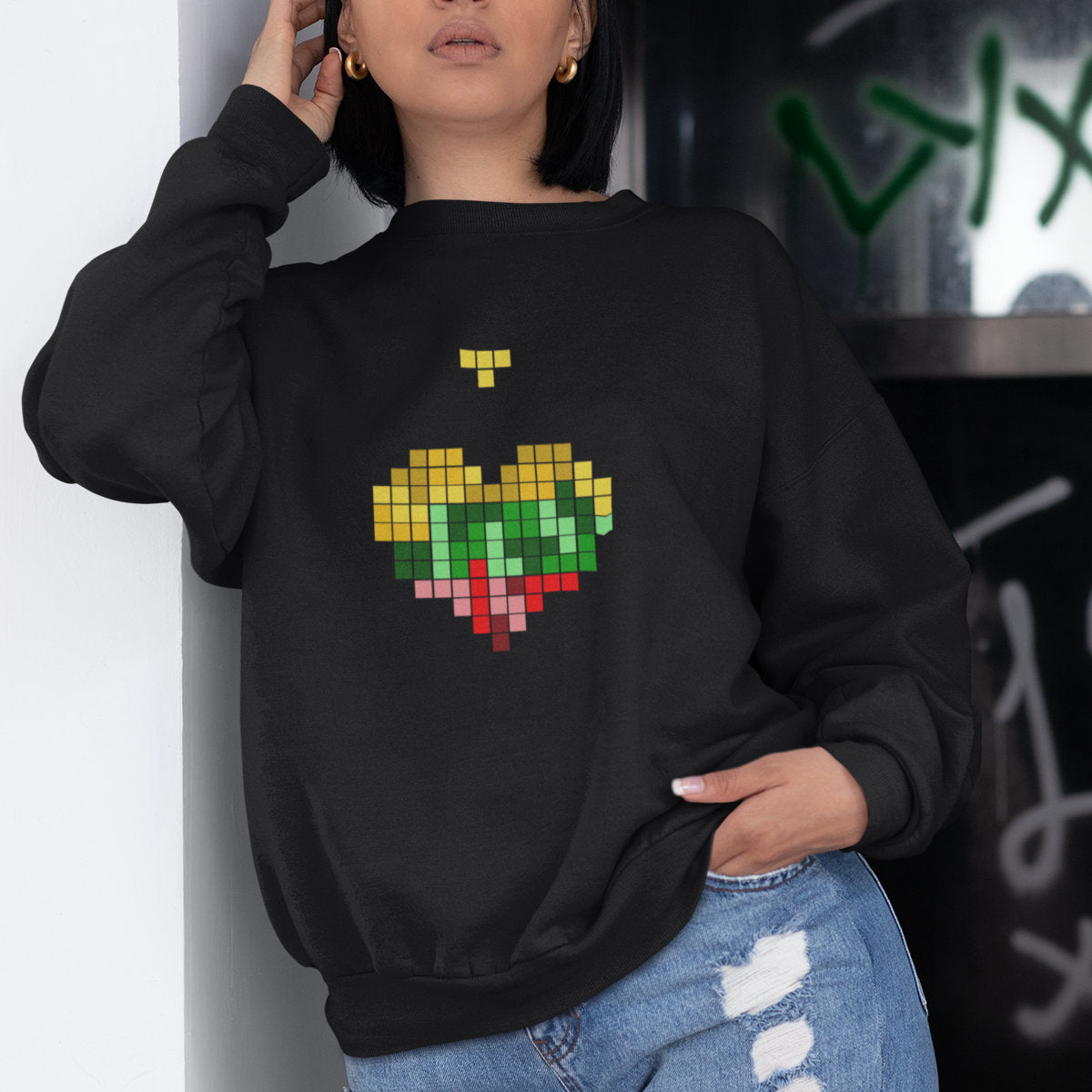 Juodas džemperis be gobtuvo "Lietuvos tetris"