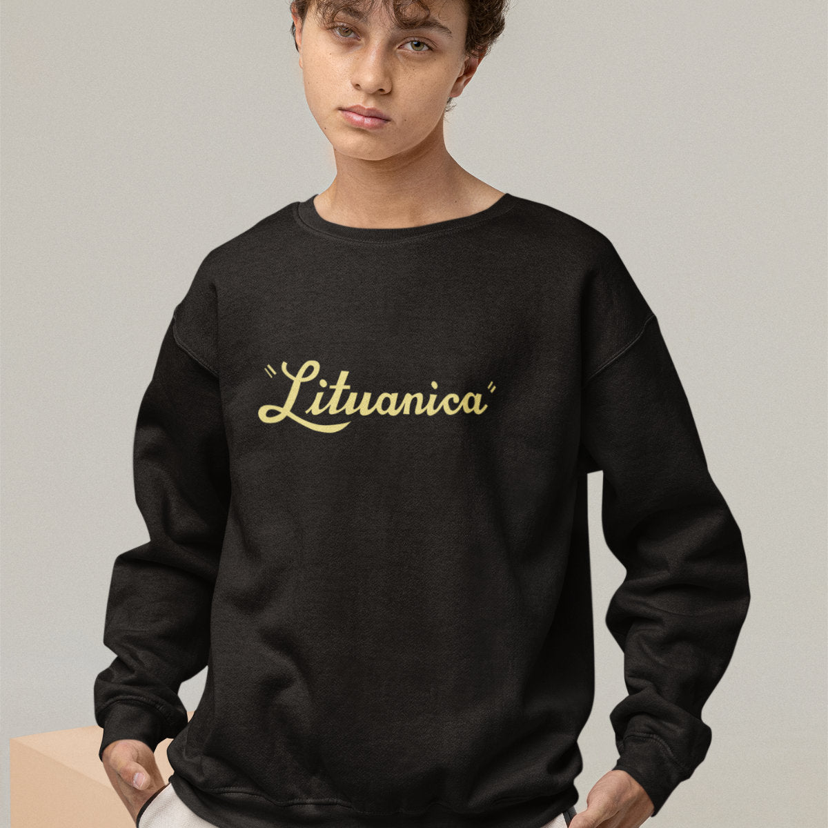 Juodas džemperis be gobtuvo "Lituanica"