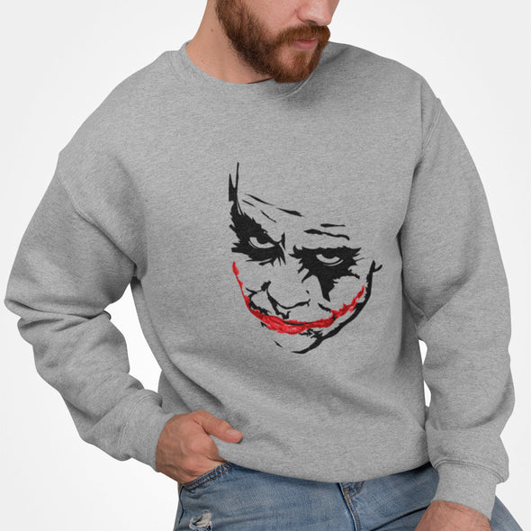 Pilkas melanžinis UNISEX džemperis be gobtuvo "Džokeris"