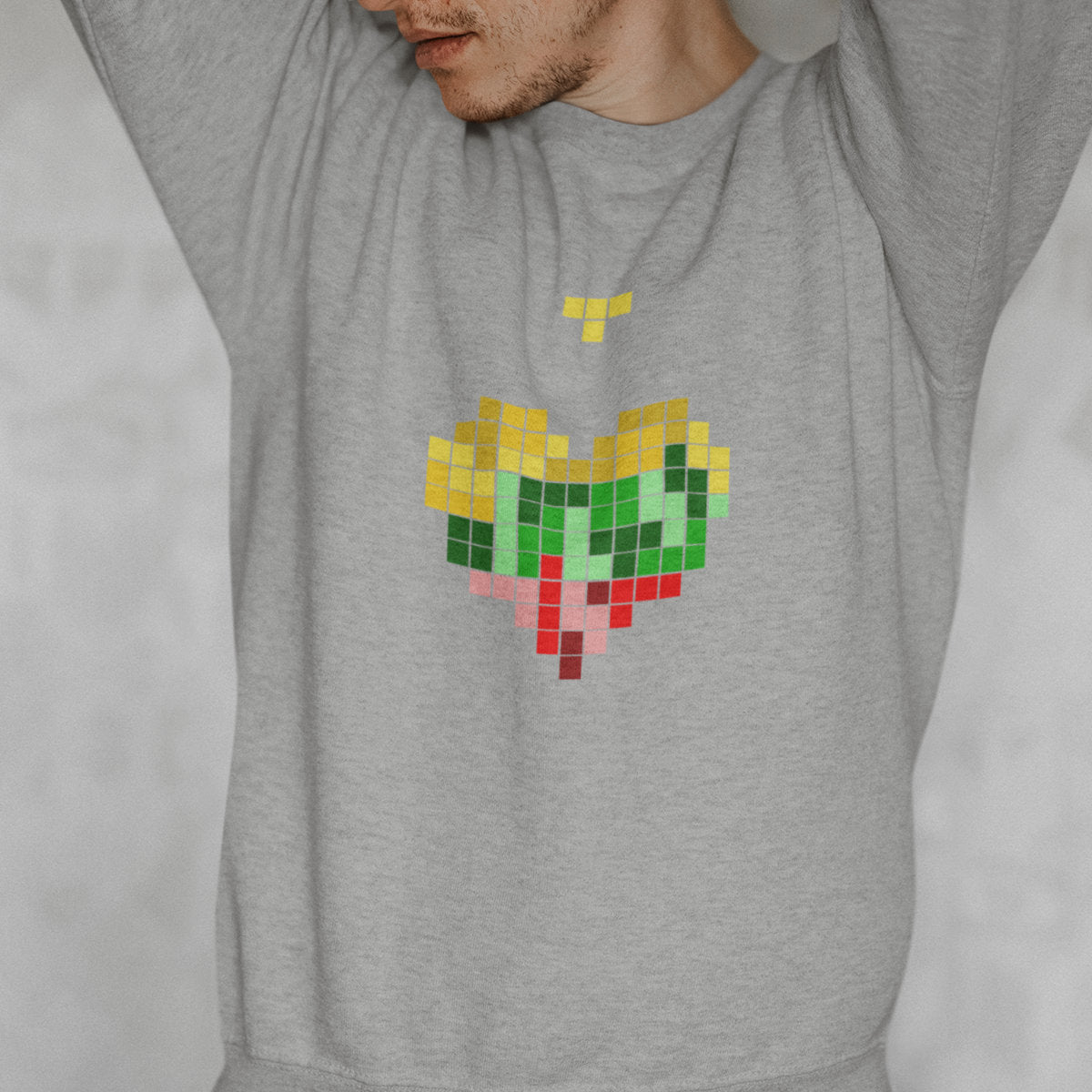 Pilkas melanžinis džemperis be gobtuvo "Lietuvos tetris"