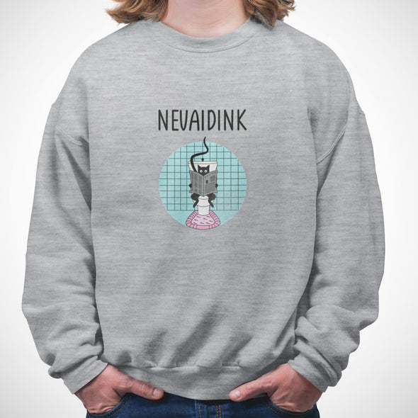 Pilkas melanžinis UNISEX džemperis be gobtuvo "Nevaidink"