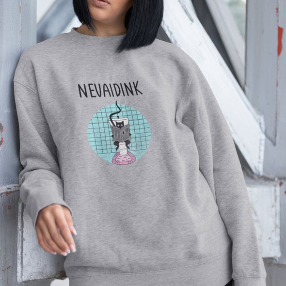 Pilkas melanžinis UNISEX džemperis be gobtuvo "Nevaidink"