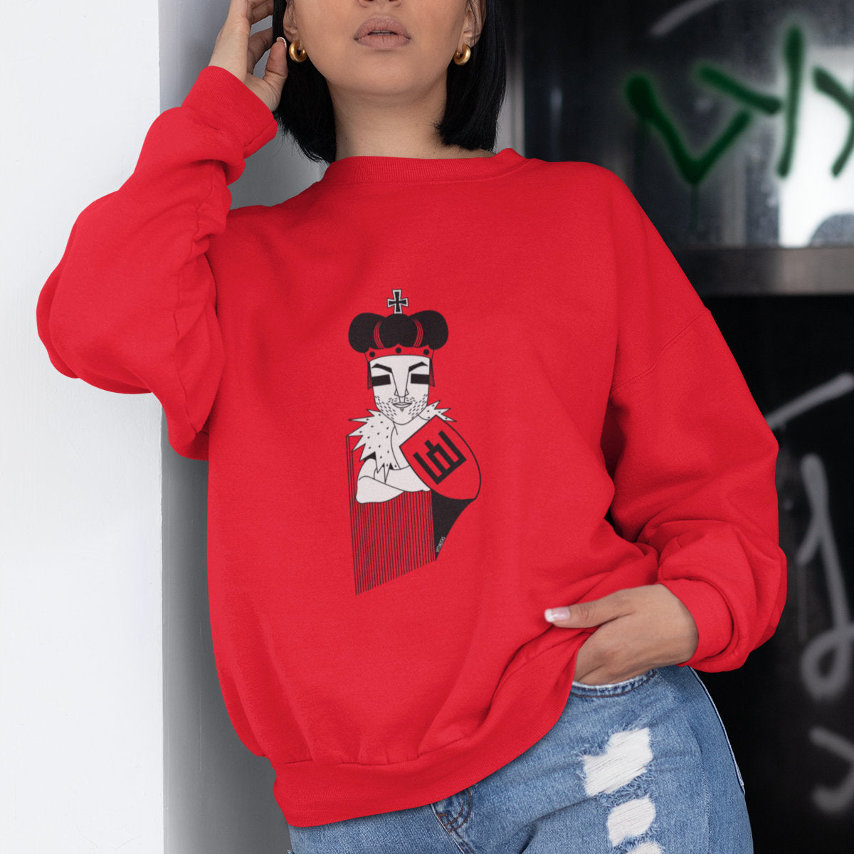 Raudonas UNISEX džemperis "LDK KUNIGAIKŠTIS VYTAUTAS"