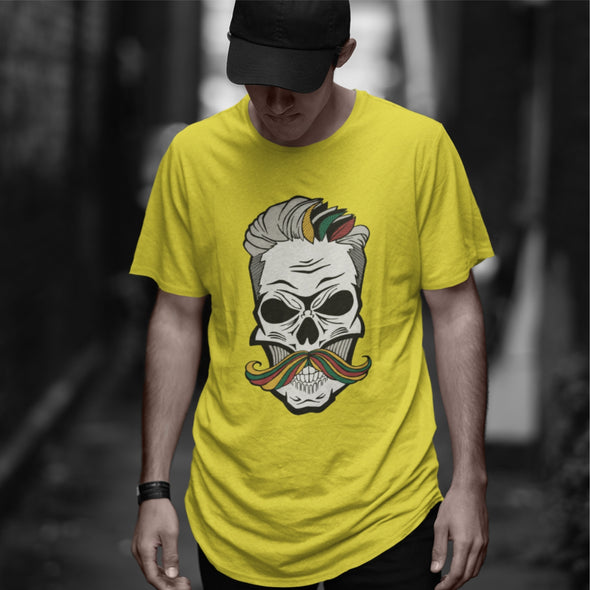 Geltoni UNISEX marškinėliai "Spalvoti ūsai“
