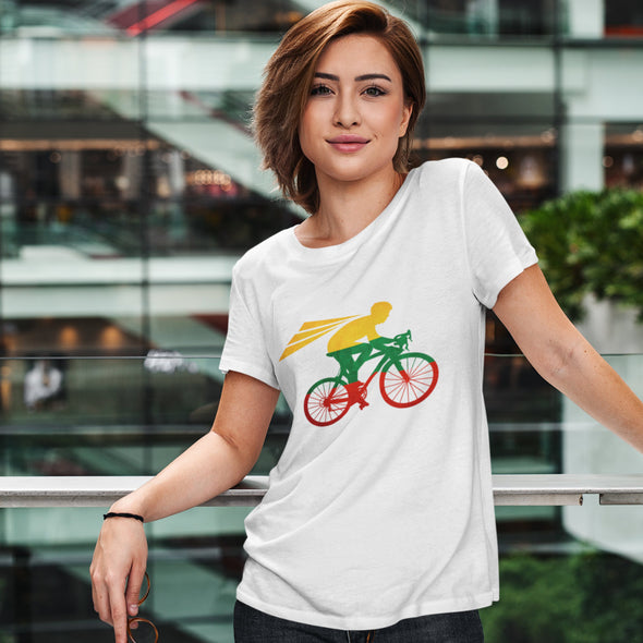 Balti UNISEX marškinėliai "LT dviratininkas“
