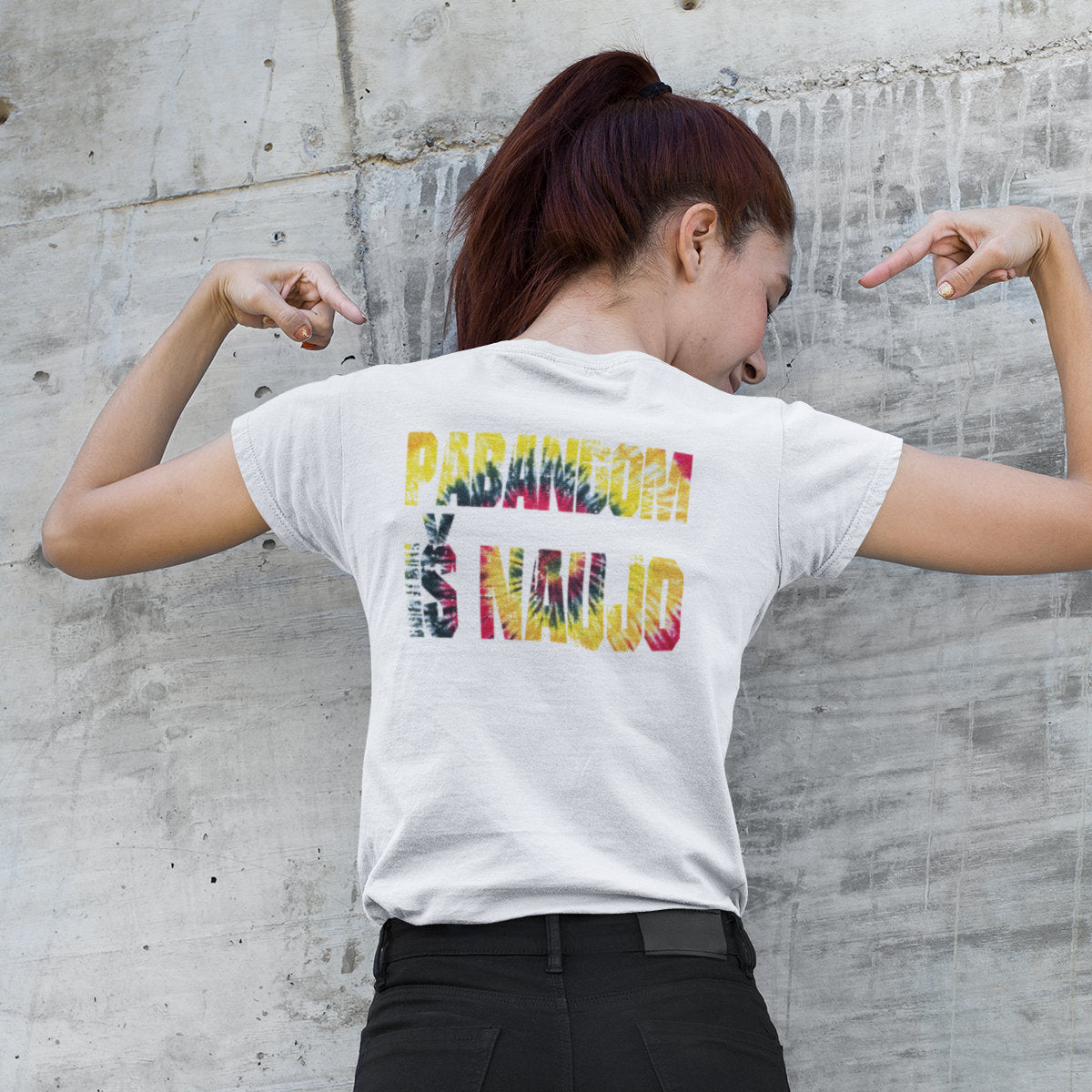 Balti UNISEX marškinėliai su spauda ant nugaros "Pabandom iš naujo"