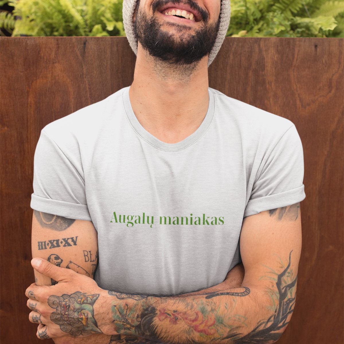 Balti UNISEX marškinėliai "Augalų maniakas"