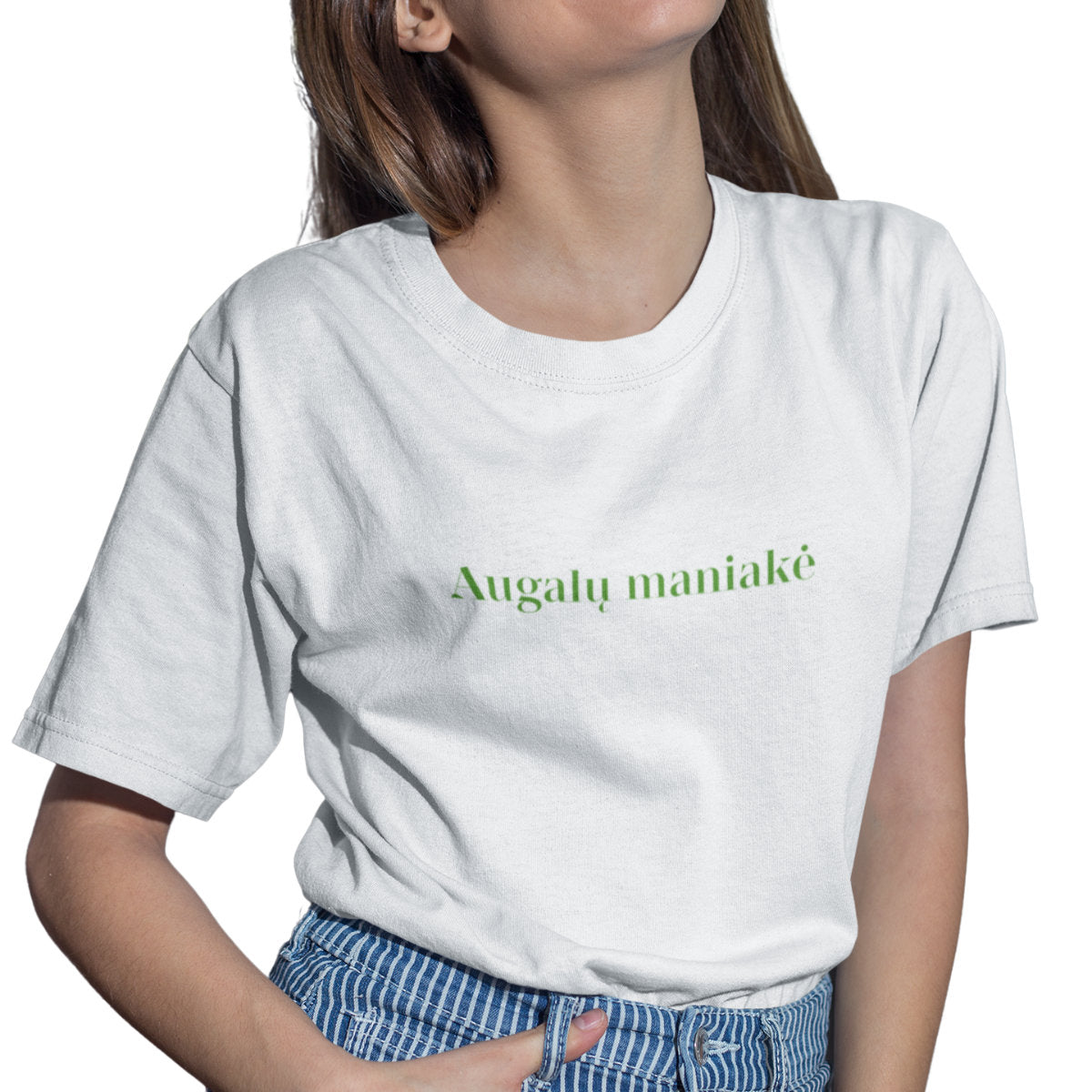 Balti UNISEX marškinėliai "Augalų maniakė"