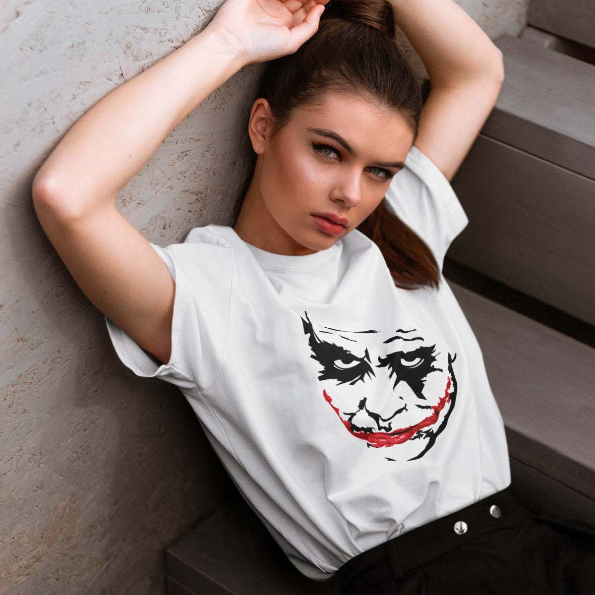 Balti UNISEX marškinėliai "Džokeris“