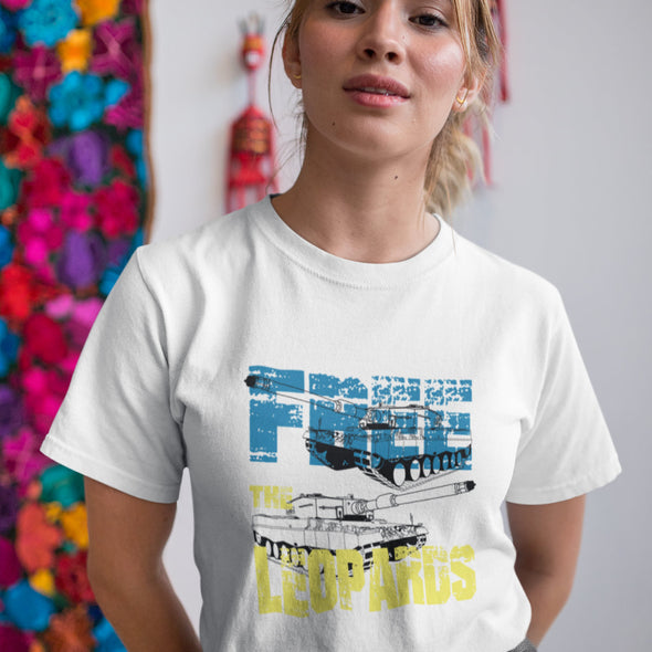Balti UNISEX marškinėliai "Free the leopards“