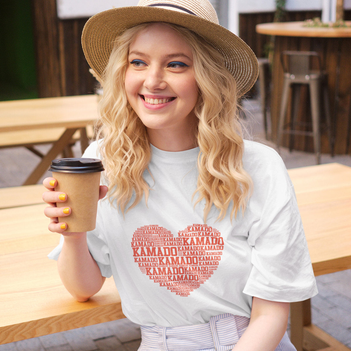 Balti UNISEX marškinėliai "Kamado meilė"