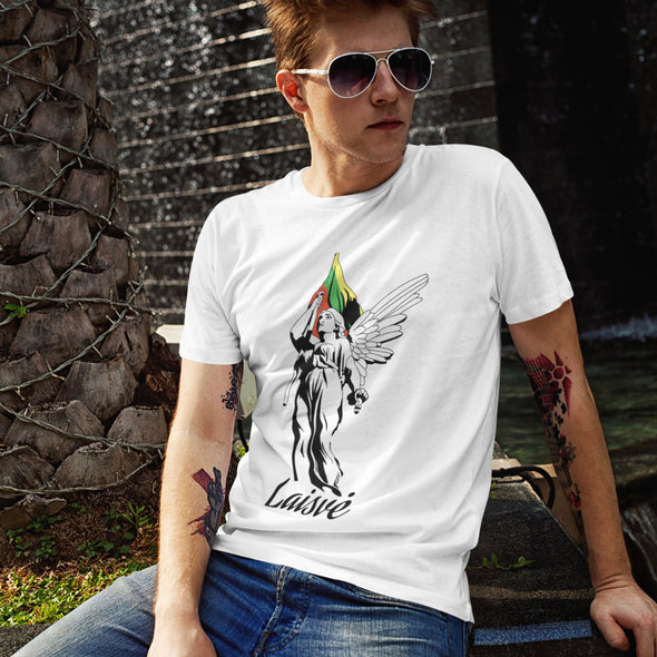 Balti UNISEX marškinėliai "Laisvės statula“
