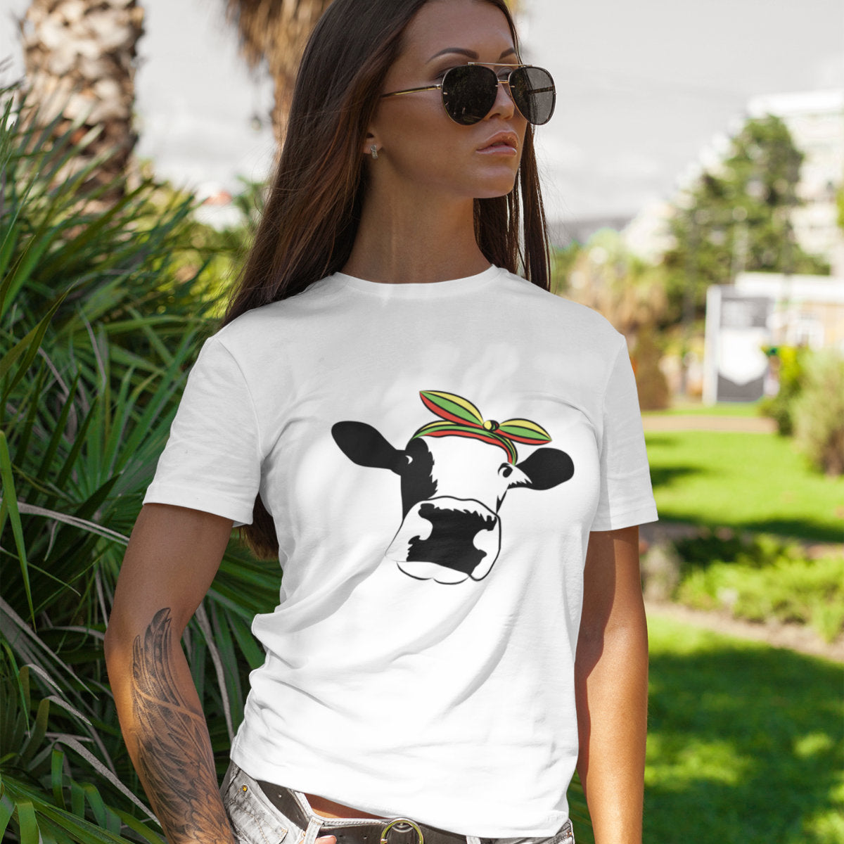 Balti UNISEX marškinėliai "Lietuvos karvė"