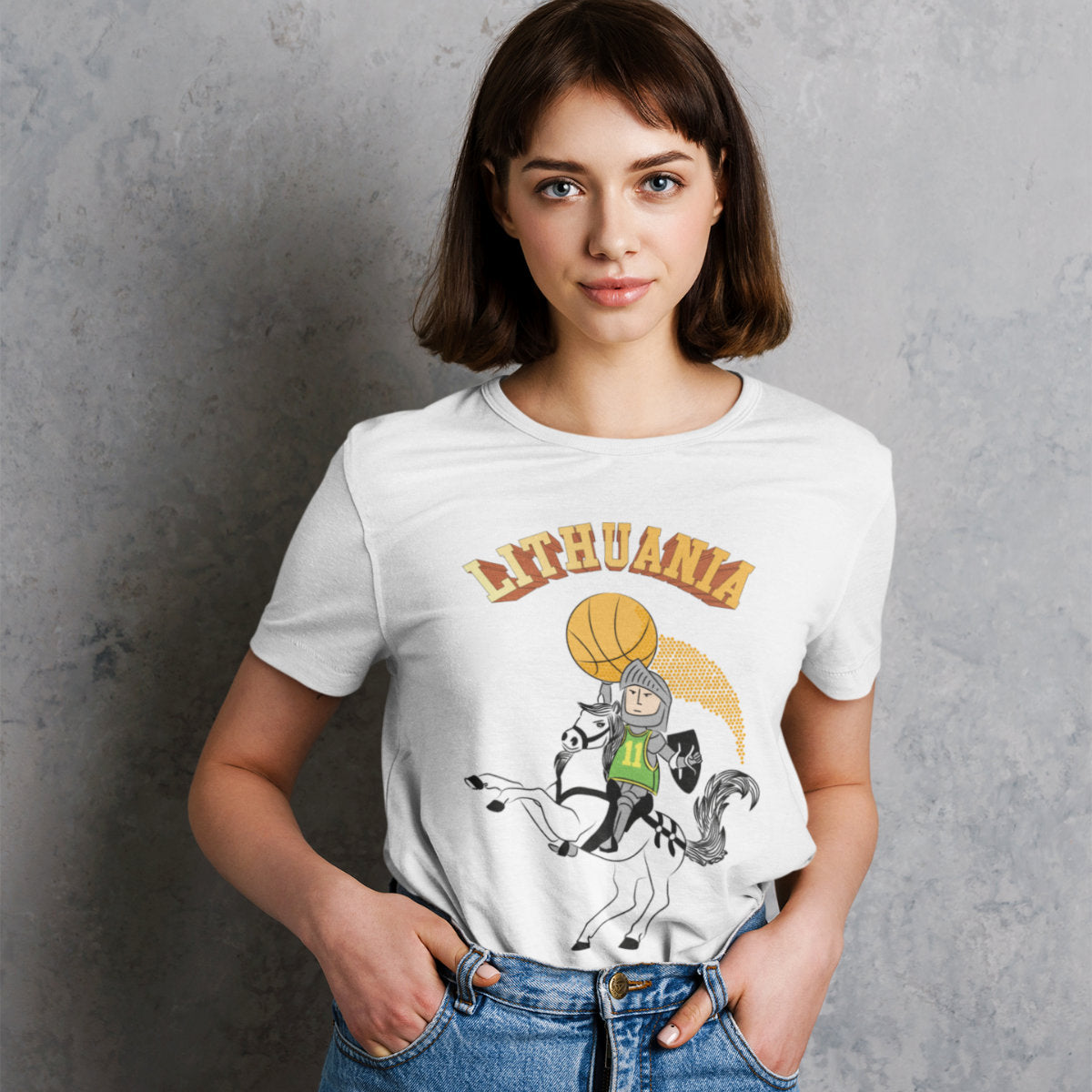 Balti UNISEX marškinėliai "Lietuvos krepšinio herojus"
