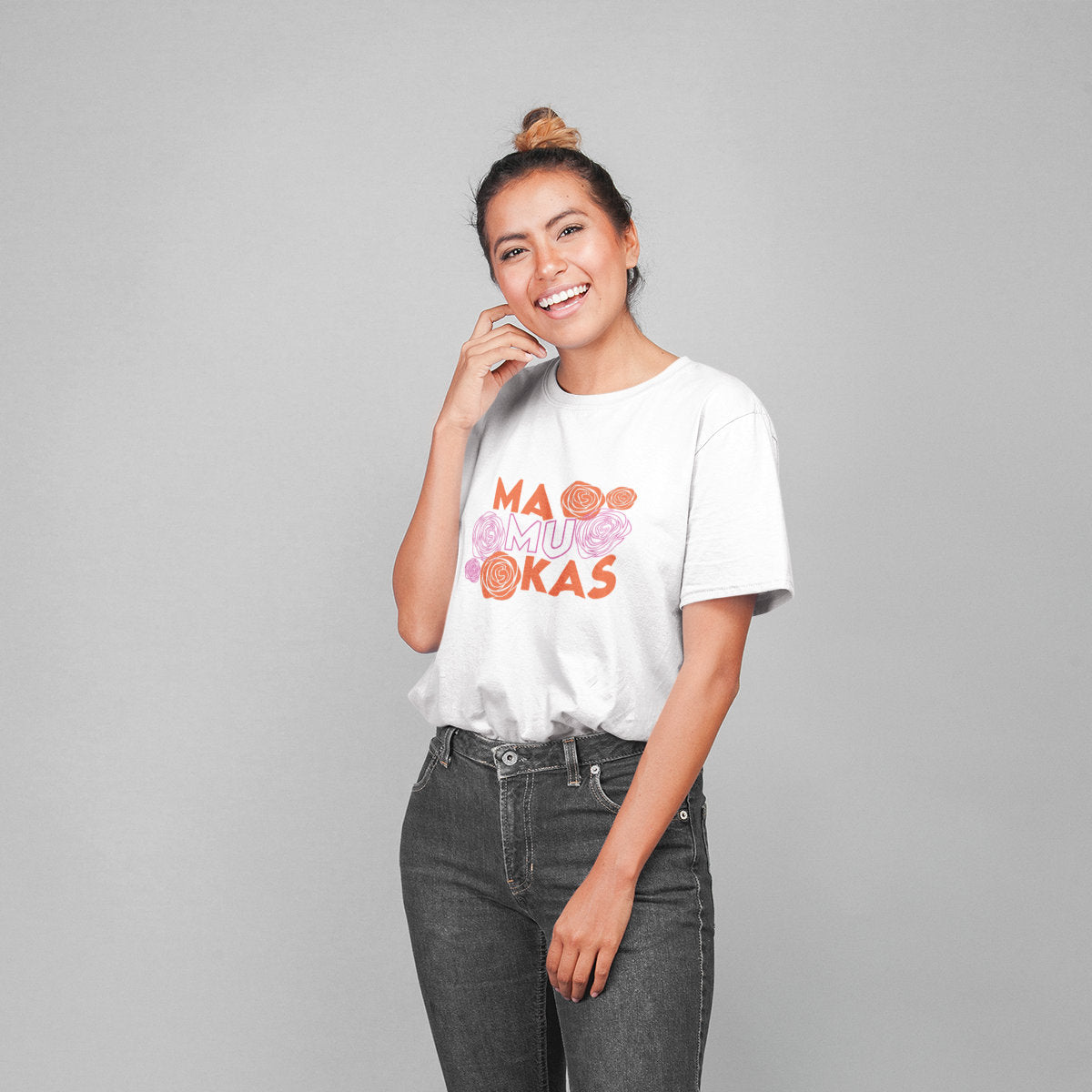 Balti UNISEX marškinėliai "Mamukas“