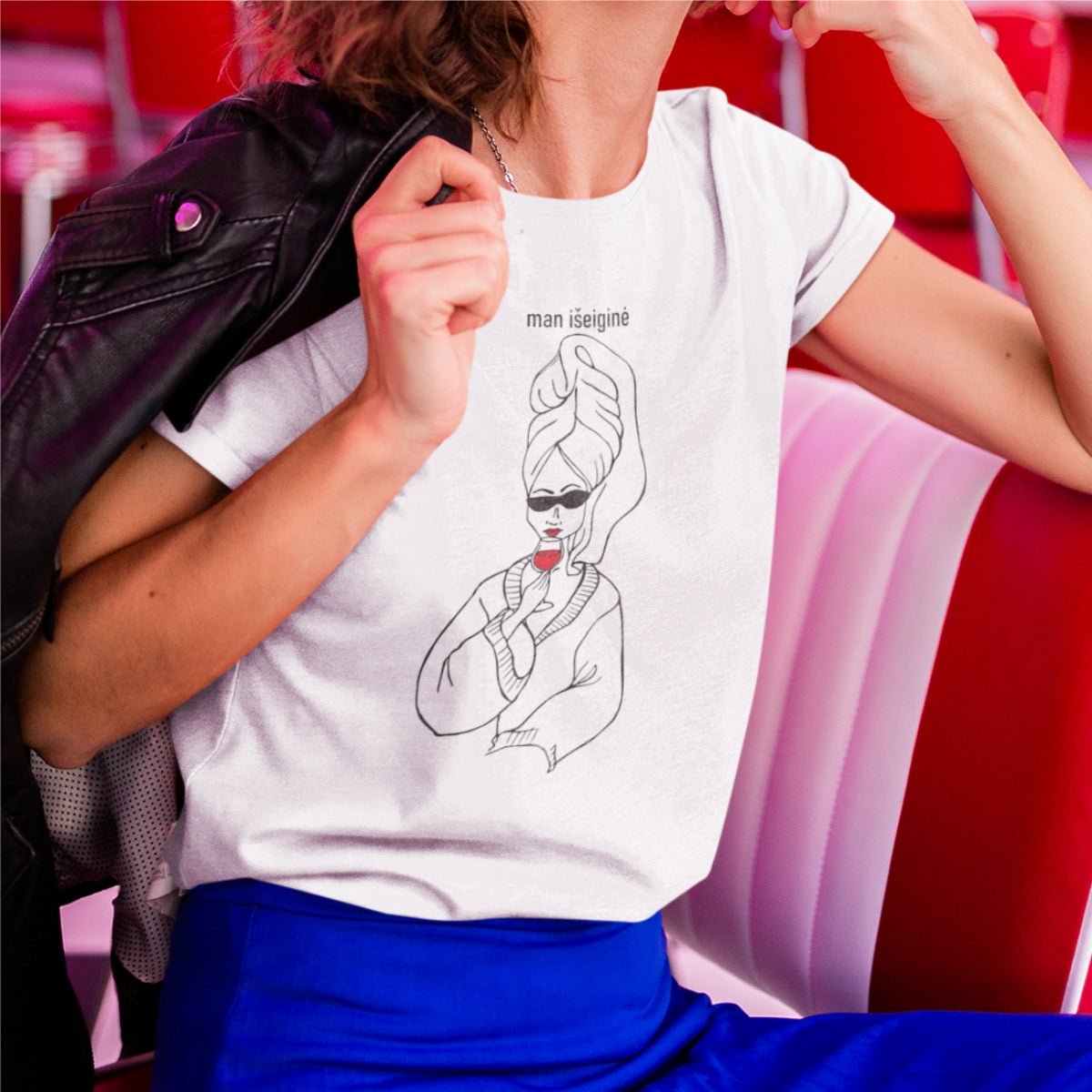 Balti UNISEX marškinėliai "Man išeiginė"