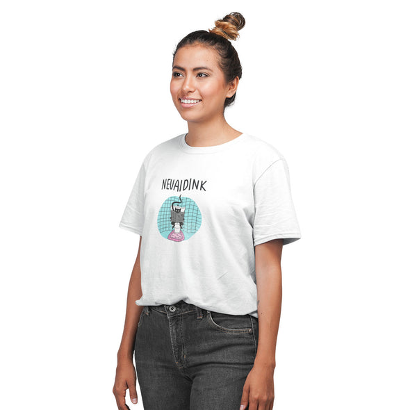 Balti UNISEX marškinėliai "Nevaidink"