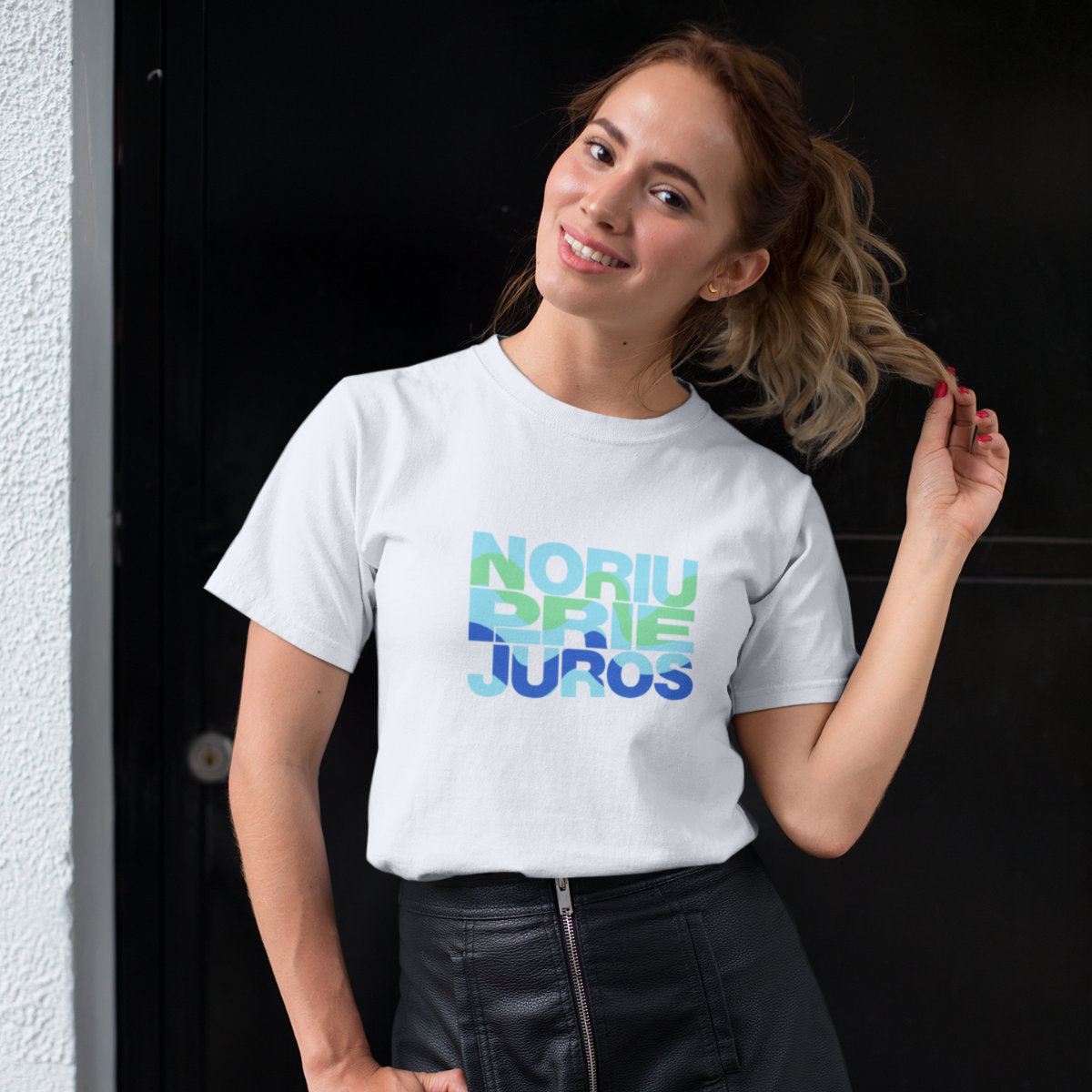 Baltos spalvos UNISEX marškinėliai "Noriu prie jūros"