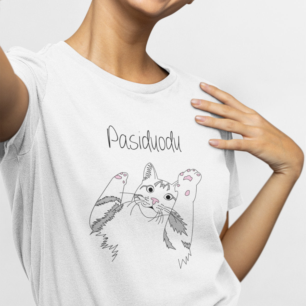 Balti UNISEX marškinėliai "Pasiduodu"