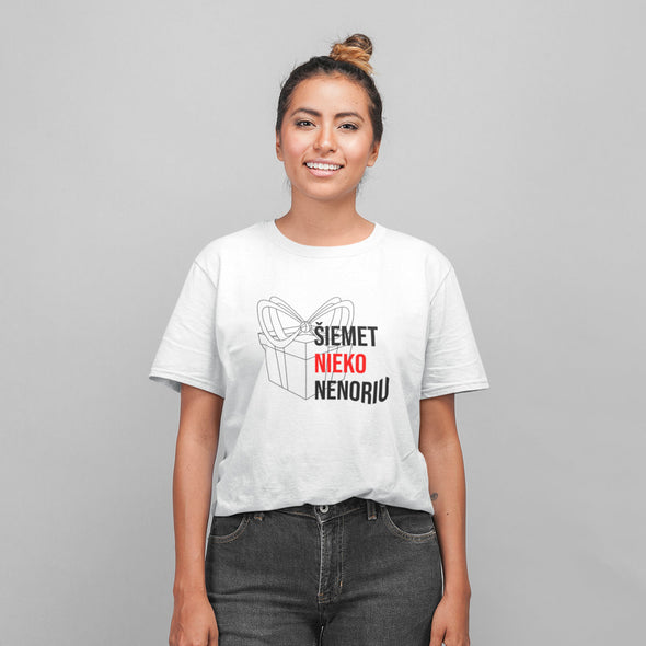 Balti UNISEX marškinėliai "Šiemet nieko nenoriu"