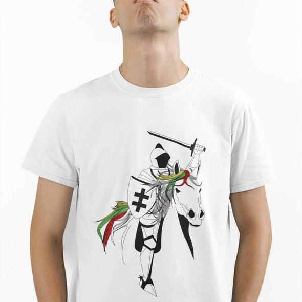 Balti UNISEX marškinėliai "Spalvinga vyčio legenda“