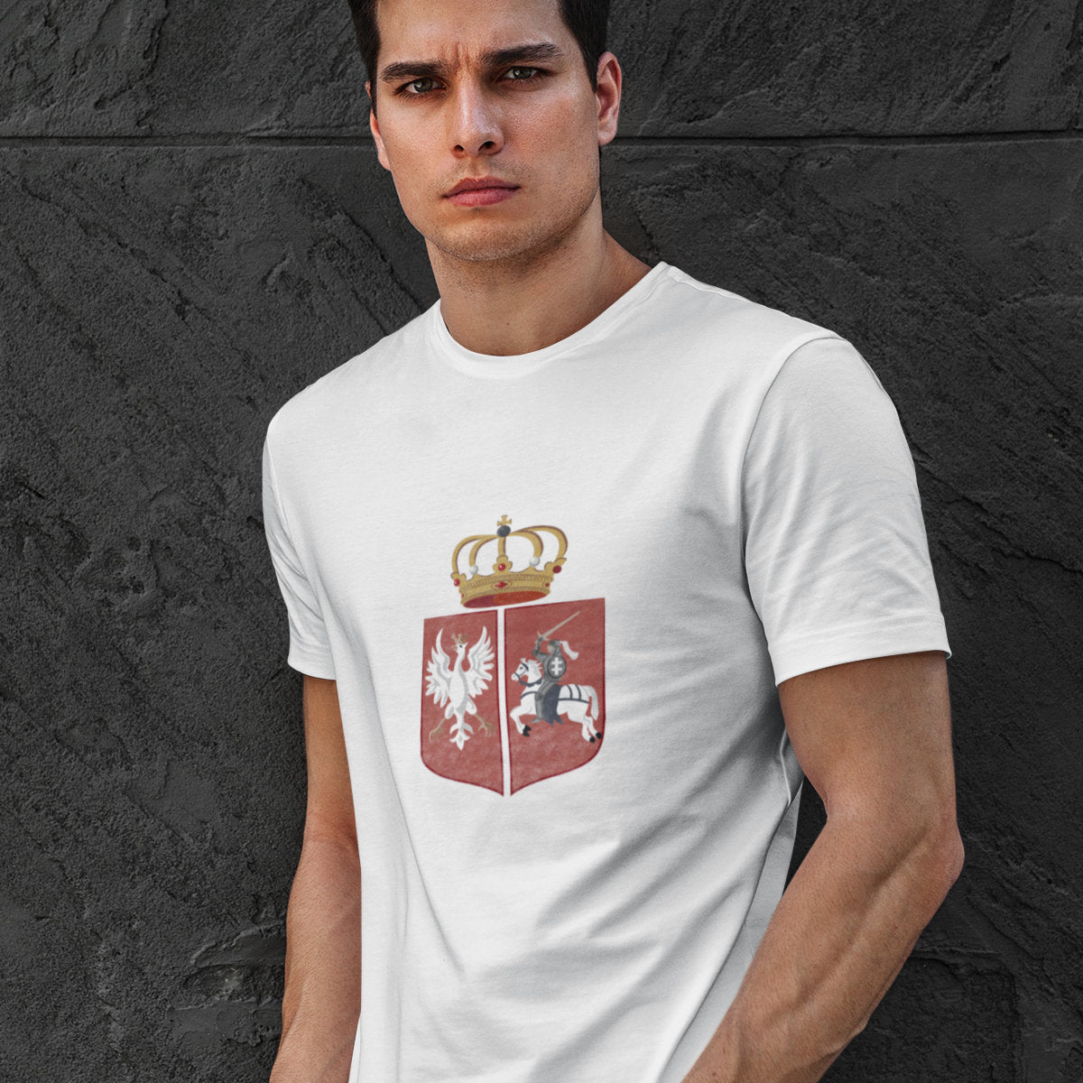 Balti UNISEX marškinėliai "Sukilimo herbas“