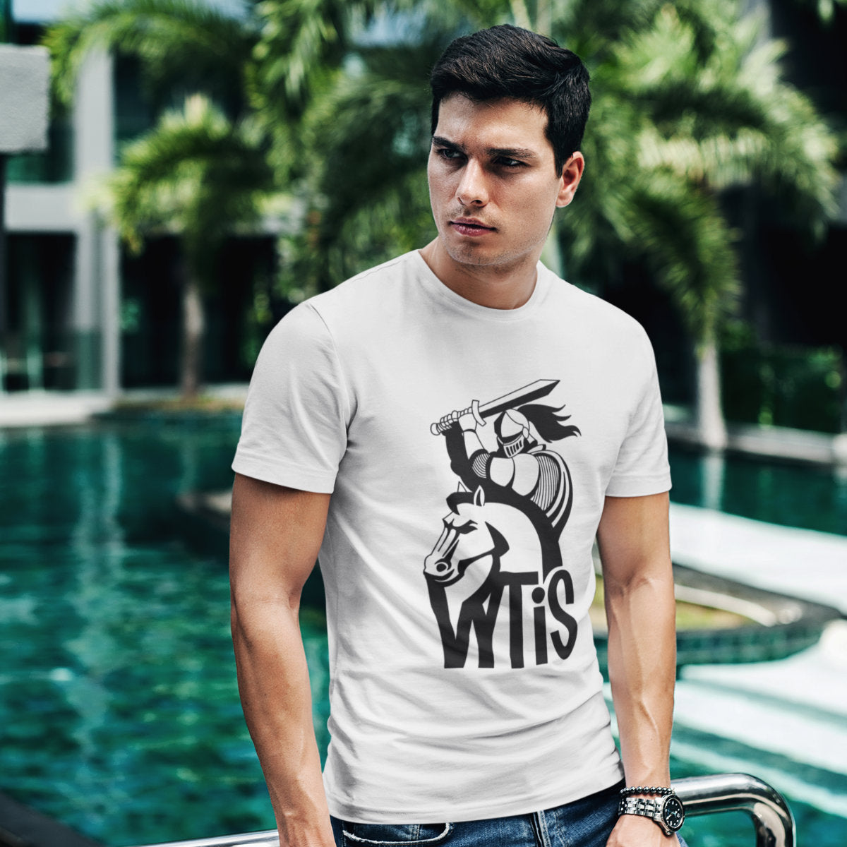 Balti UNISEX marškinėliai "Vyčių Vytis“