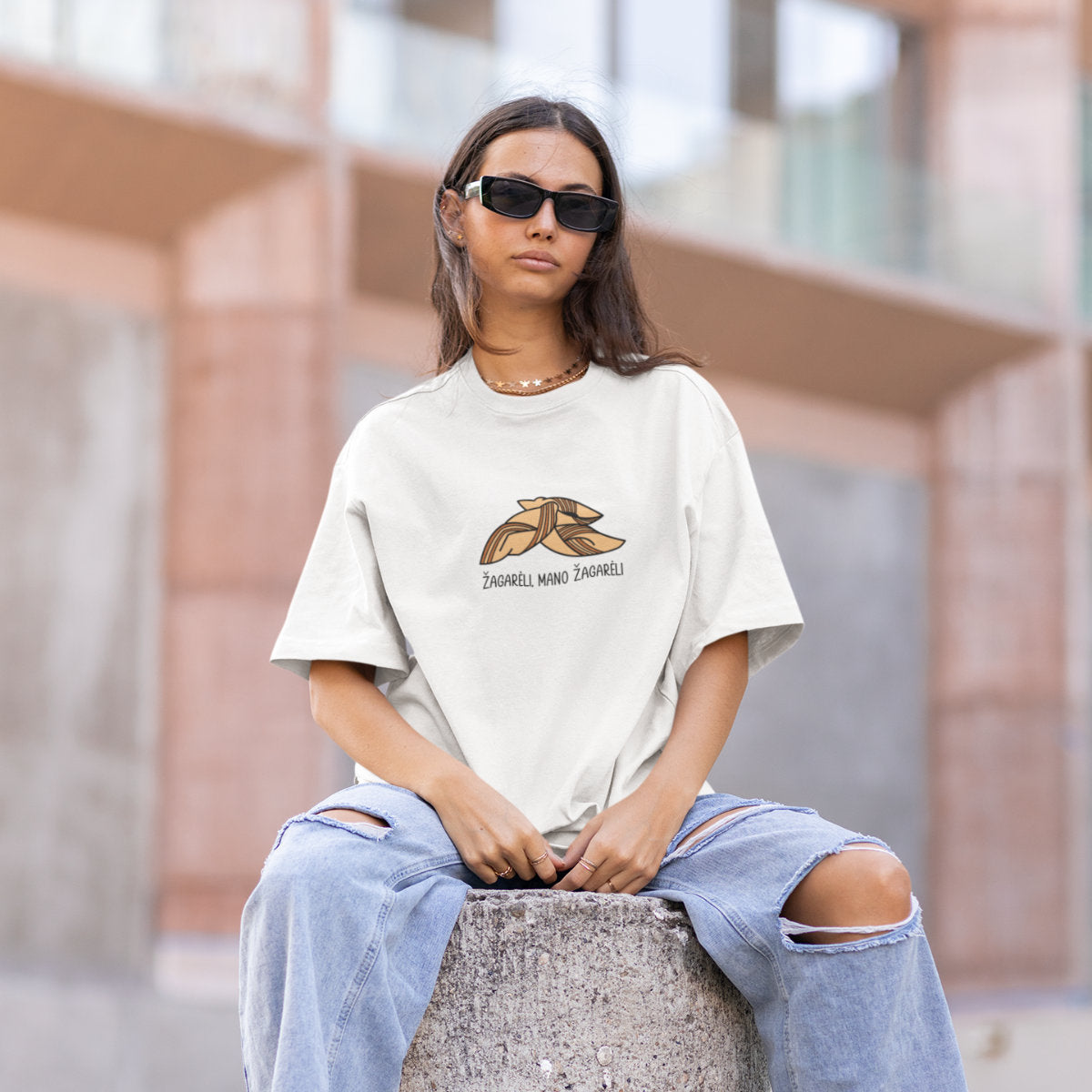 Balti UNISEX marškinėliai "Žagarėli“