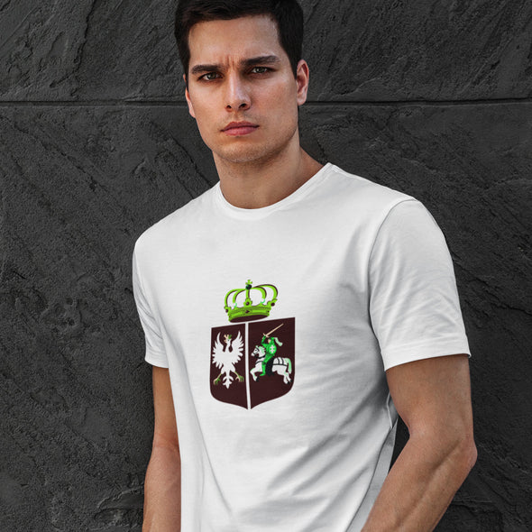 Balti UNISEX marškinėliai "Žalias sukilimo herbas“