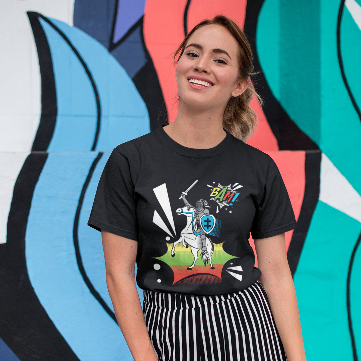 Juodi UNISEX marškinėliai "Comics Vytis"