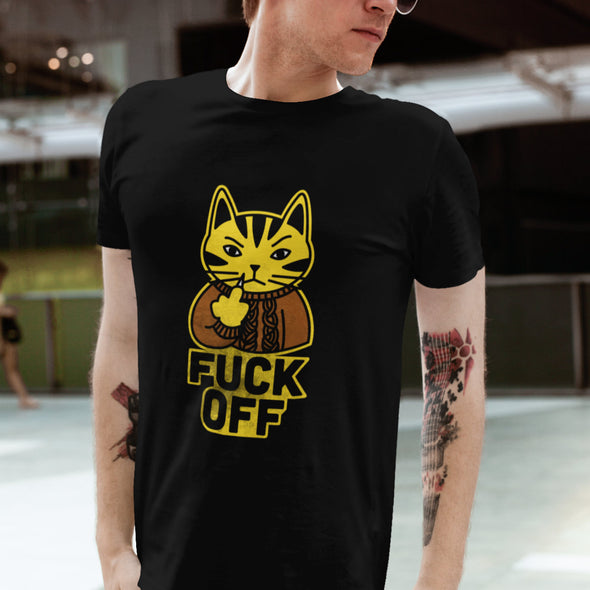 Juodi UNISEX marškinėliai "Fuck off"