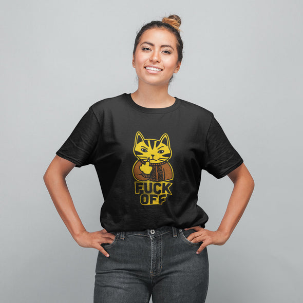 Juodi UNISEX marškinėliai "Fuck off"