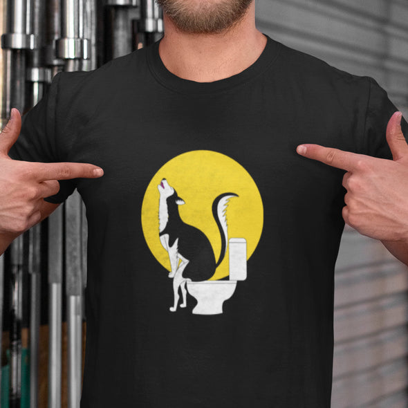 Juodi UNISEX marškinėliai "Kaukiantis haskis"