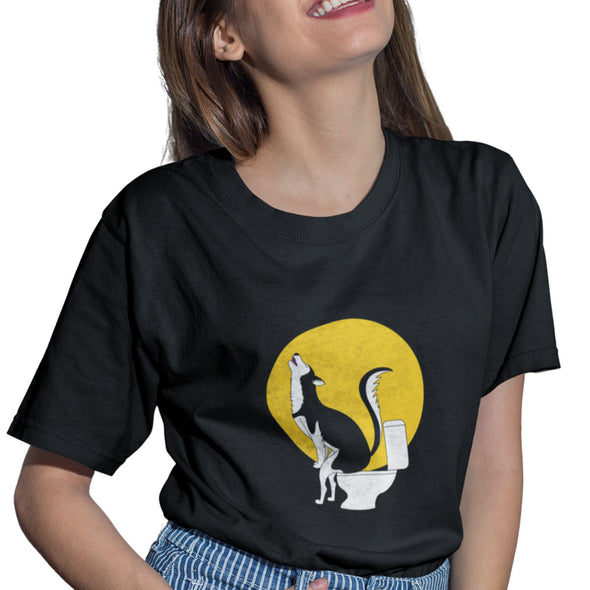 Juodi UNISEX marškinėliai "Kaukiantis haskis"
