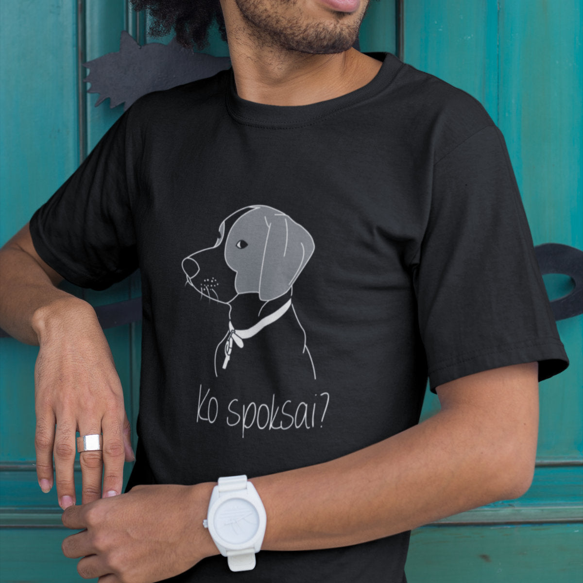 Juodi UNISEX marškinėliai "Ko spoksai?"