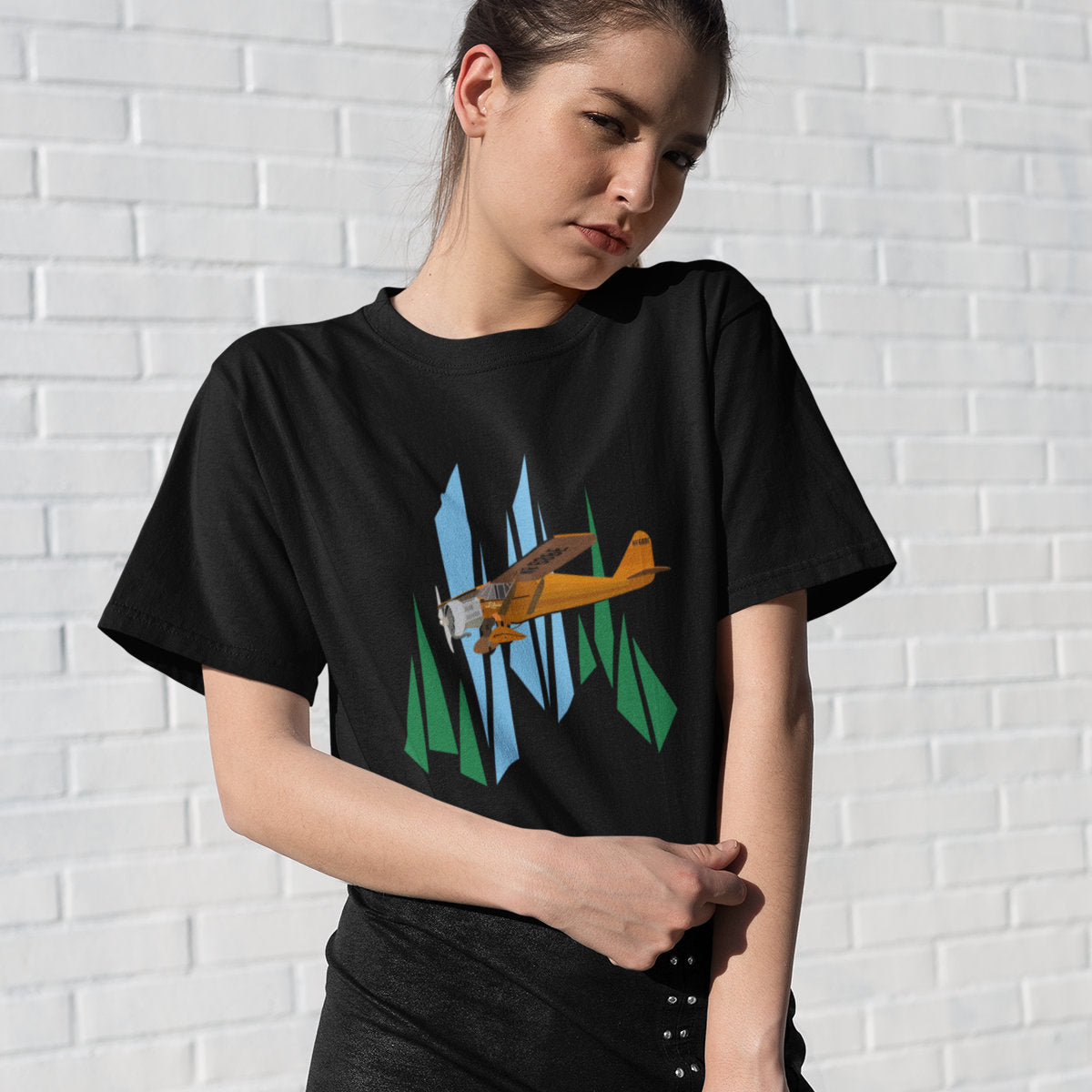 Juodi UNISEX marškinėliai "Lituanica lėktuvas“