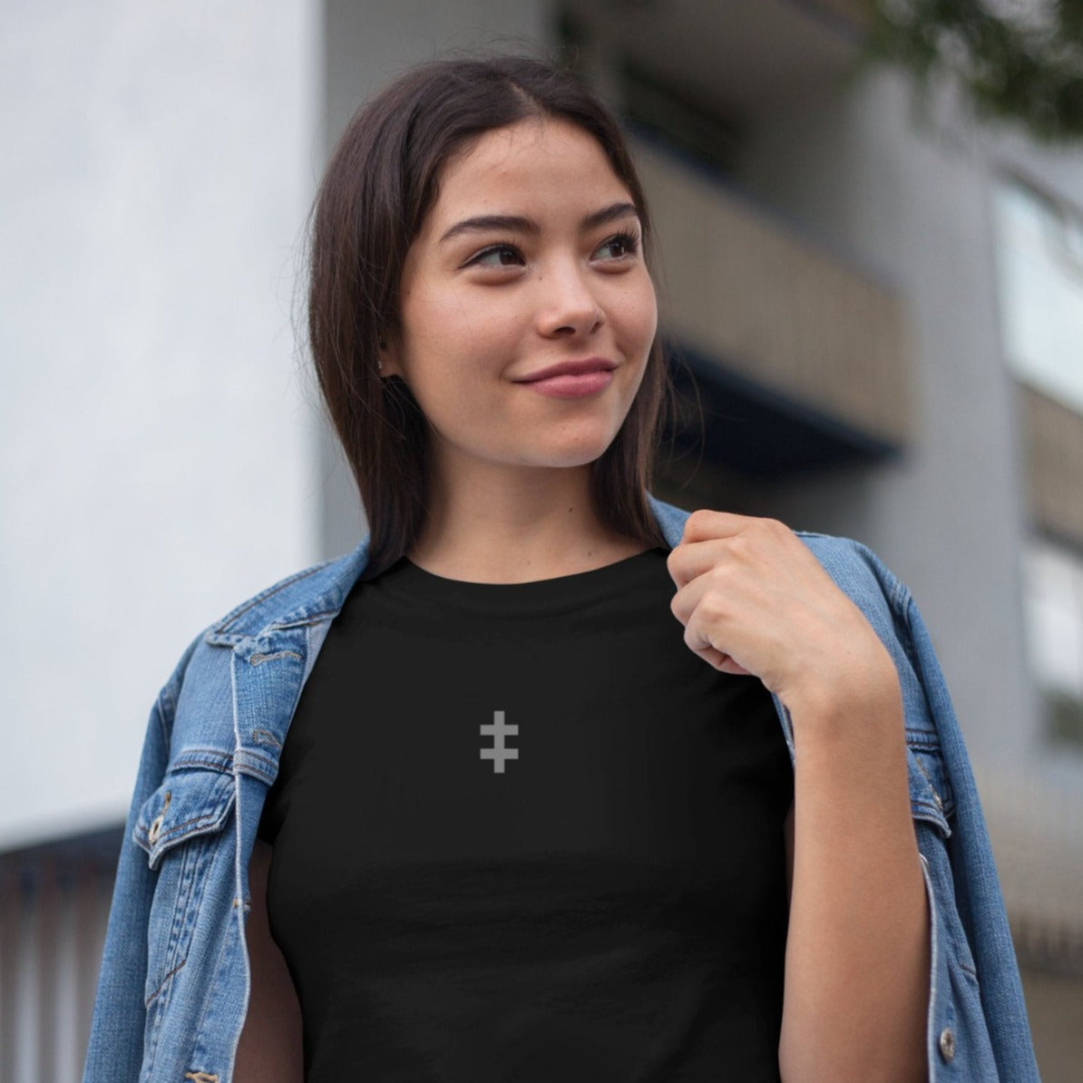 Juodi UNISEX marškinėliai "Sidabrinis Jogailaičių kryžius“