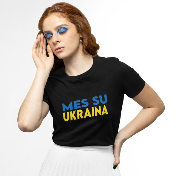 Juodi UNISEX marškinėliai "Mes su Ukraina“