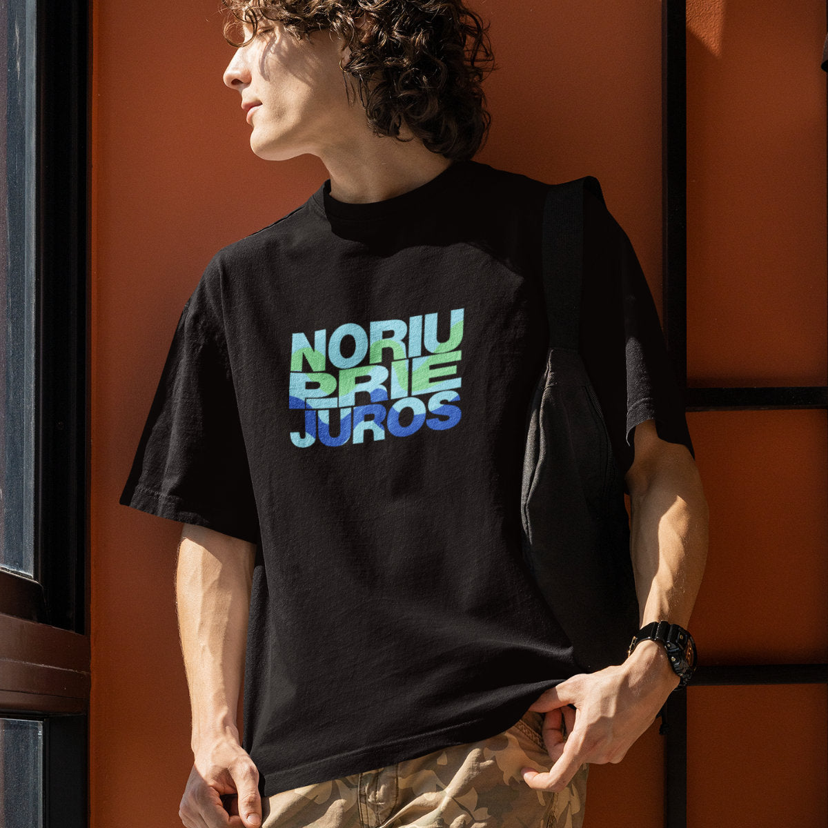 Juodos spalvos UNISEX marškinėliai "Noriu prie jūros"