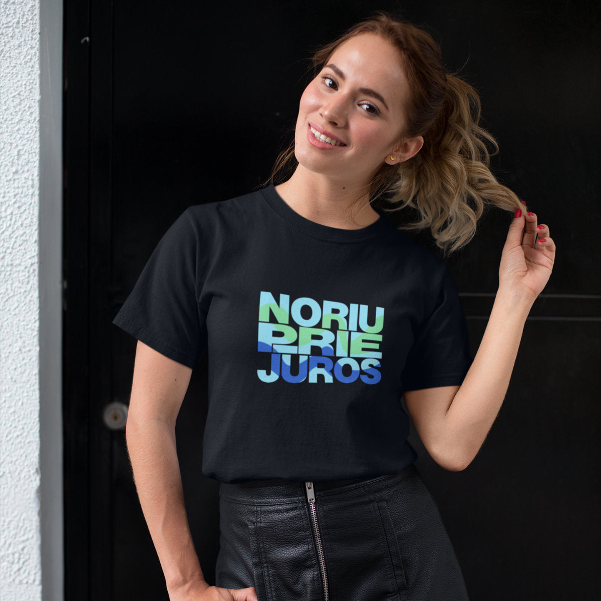 Juodos spalvos UNISEX marškinėliai "Noriu prie jūros"