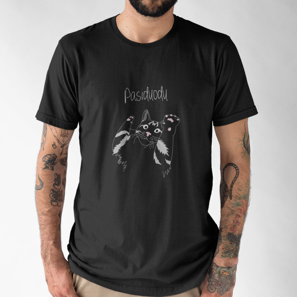 Juodi UNISEX marškinėliai "Pasiduodu"