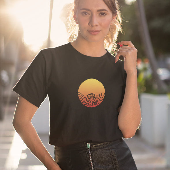 Juodos spalvos UNISEX marškinėliai "Saulėlydis"