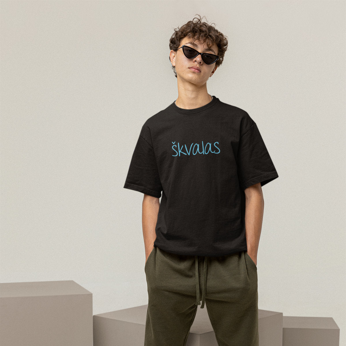 Juodi UNISEX marškinėliai "Škvalas"