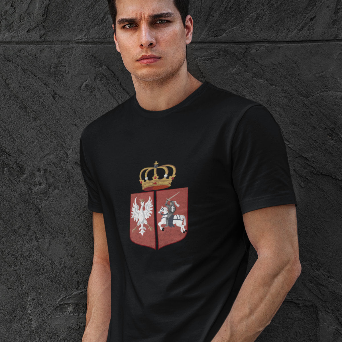 Juodi UNISEX marškinėliai "Sukilimo herbas“