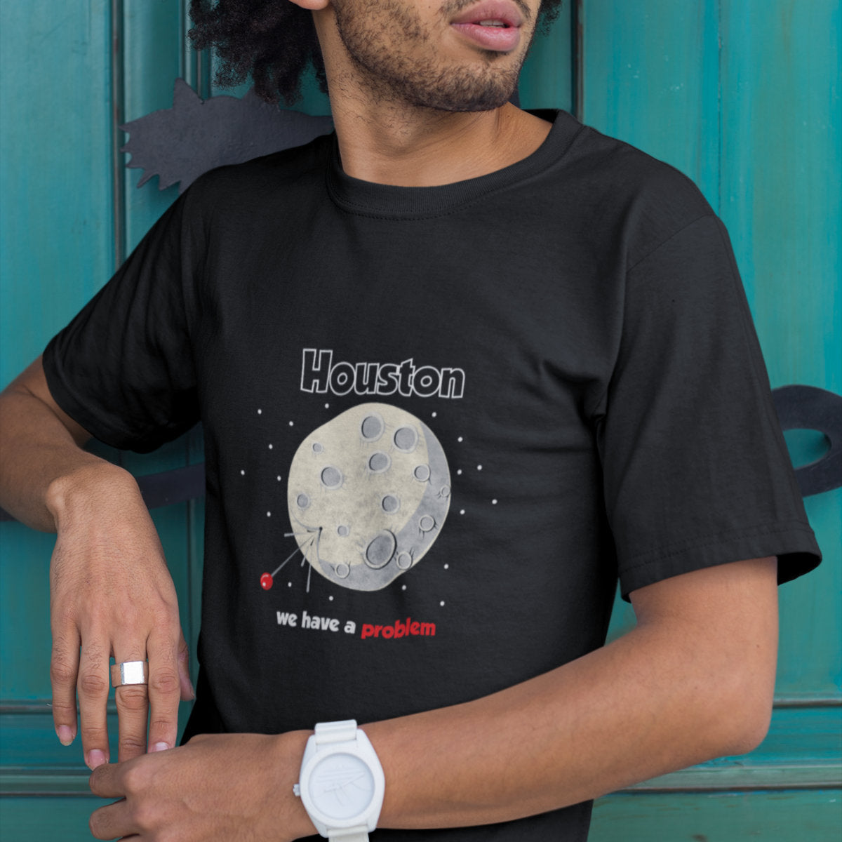Juodi UNISEX marškinėliai "We have a problem"